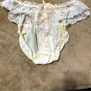 Off white lace panties w/ pink lace.